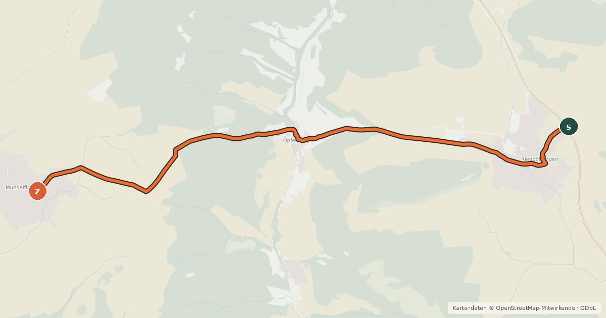 Kartenübersicht der Radroute Radroute 64-65