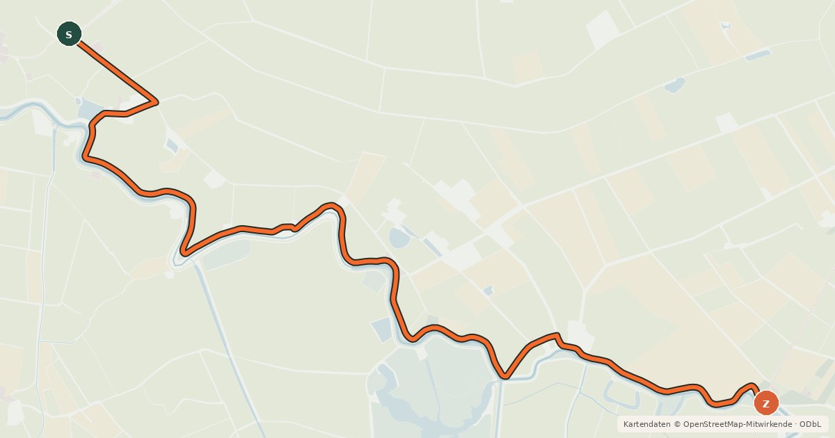Kartenübersicht der Radroute Radroute 67-68