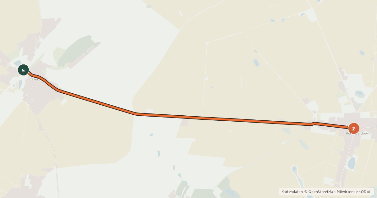 Kartenübersicht der Radroute Radroute 67-68