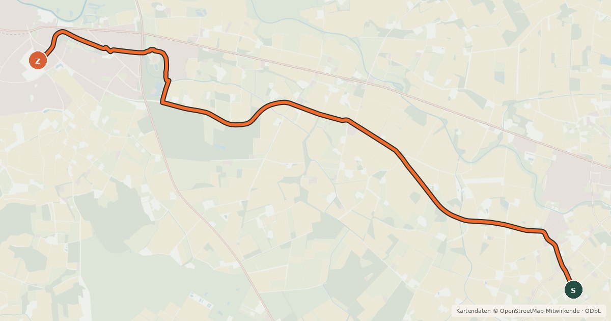 Kartenübersicht der Radroute Radroute 67-77