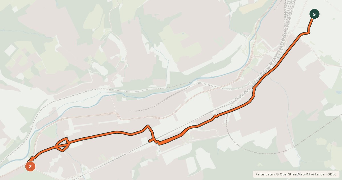 Kartenübersicht der Radroute Radroute 68-70