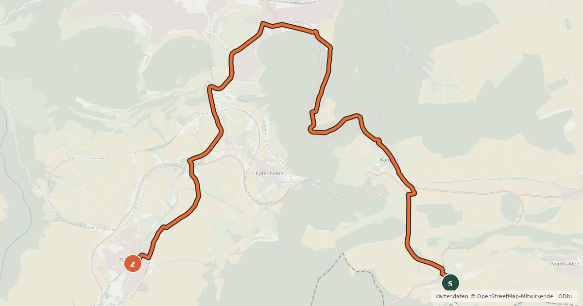 Kartenübersicht der Radroute Radroute 69-70