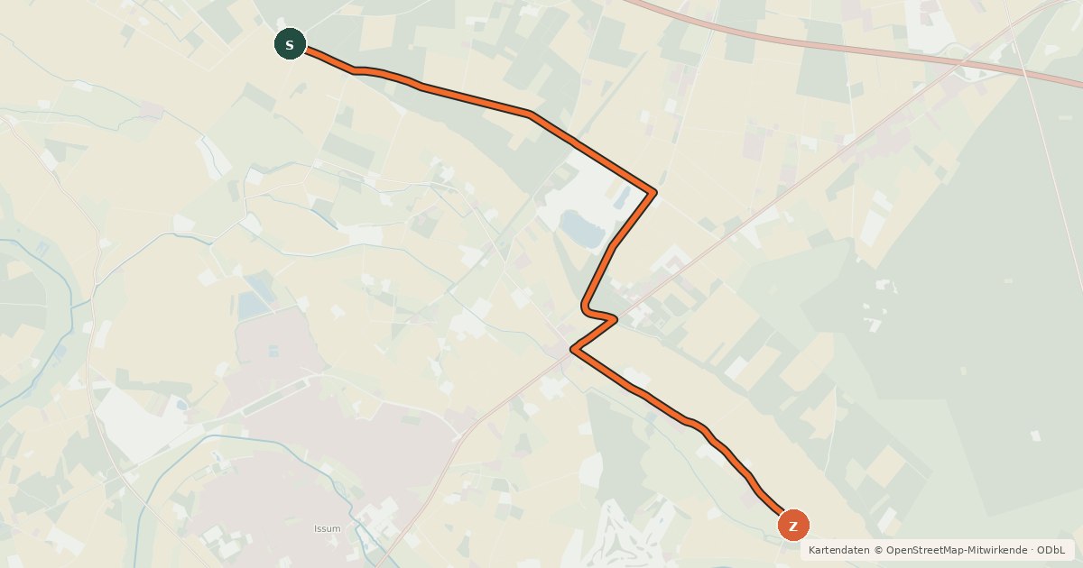 Kartenübersicht der Radroute Radroute 70-71