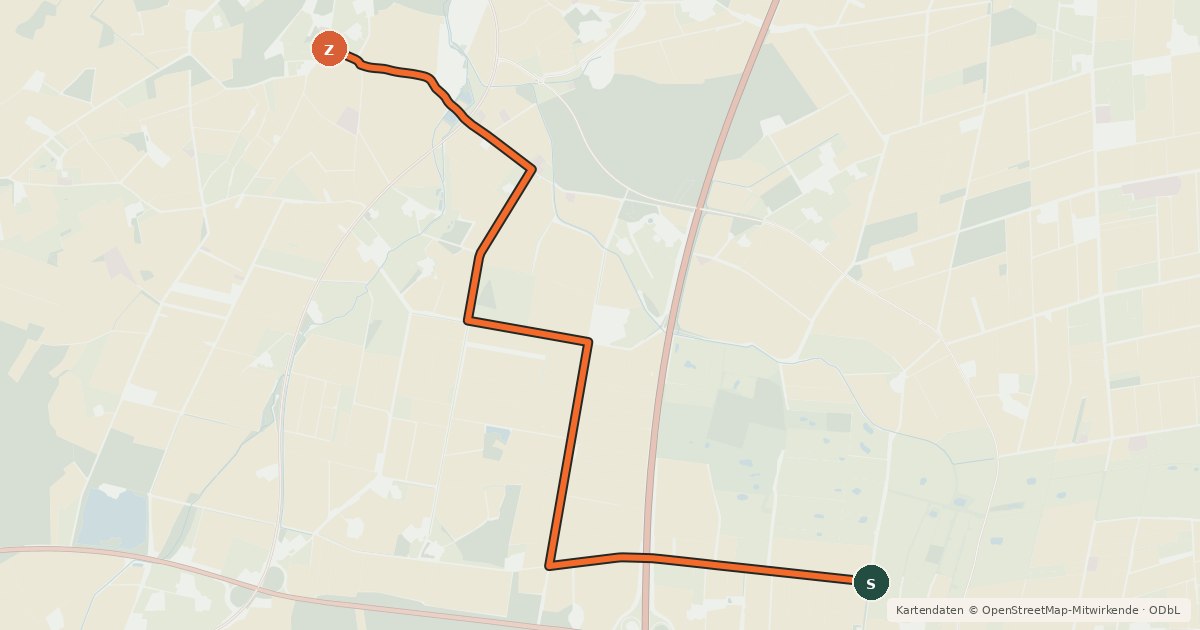 Kartenübersicht der Radroute Radroute 70-71