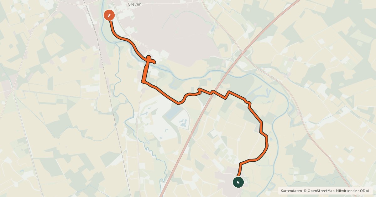 Kartenübersicht der Radroute Radroute 70-71