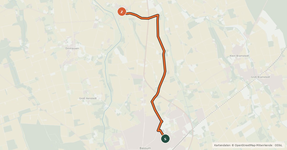 Kartenübersicht der Radroute Radroute 70-84
