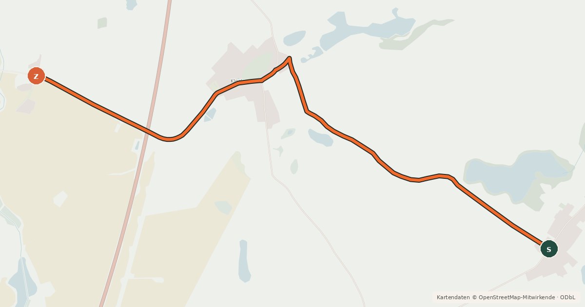 Kartenübersicht der Radroute Radroute 71-72