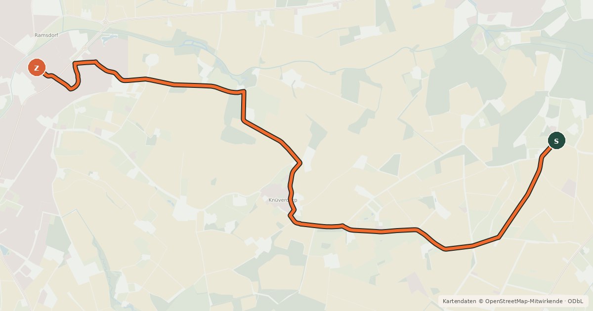 Kartenübersicht der Radroute Radroute 71-73