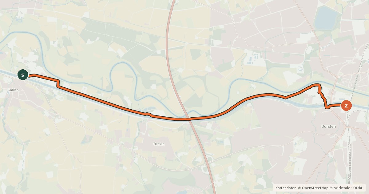 Kartenübersicht der Radroute Radroute 72-93