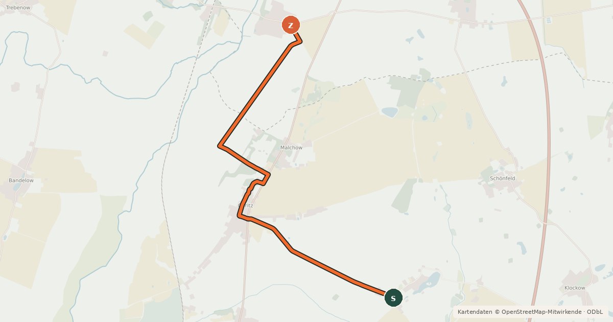 Kartenübersicht der Radroute Radroute 73-90