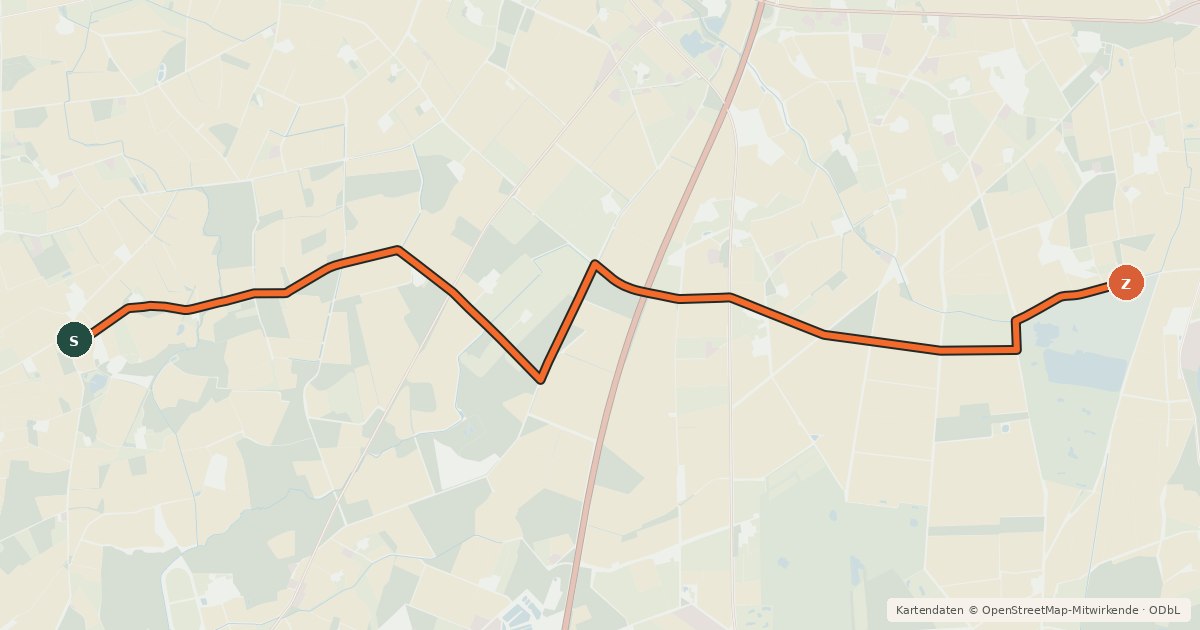 Kartenübersicht der Radroute Radroute 76-77