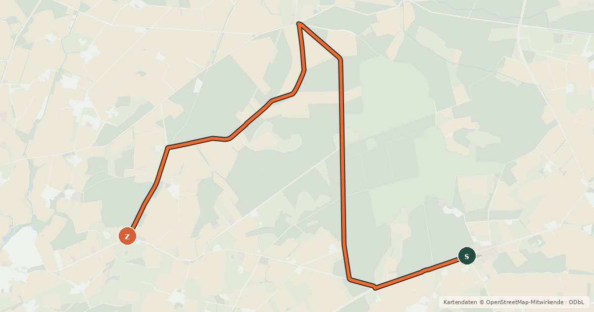 Kartenübersicht der Radroute Radroute 83-84