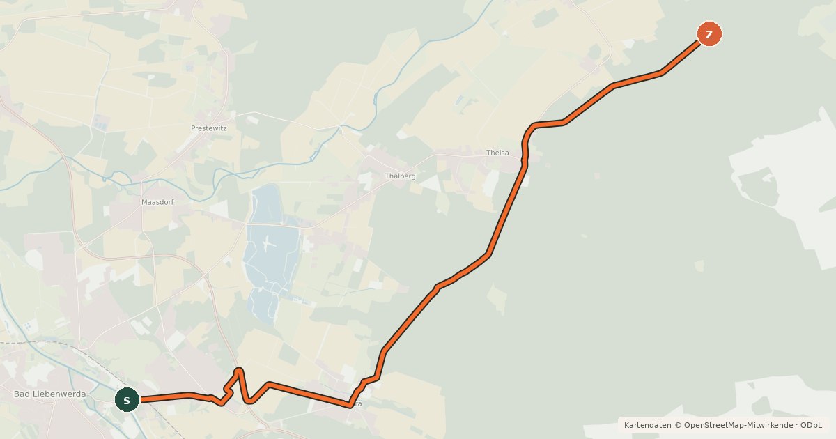 Kartenübersicht der Radroute Radroute 83-89