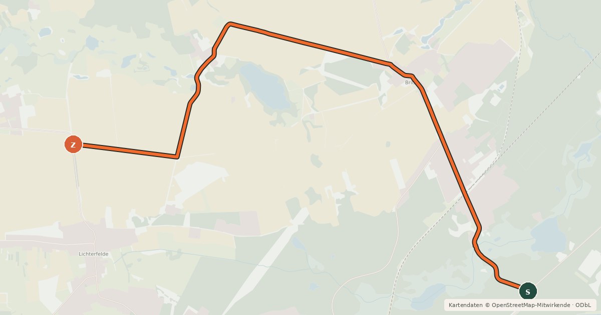 Kartenübersicht der Radroute Radroute 84-93