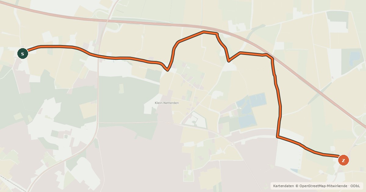 Kartenübersicht der Radroute Radroute 86-87