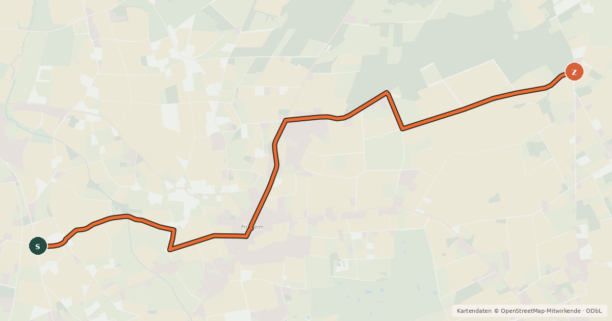 Kartenübersicht der Radroute Radroute 87-88