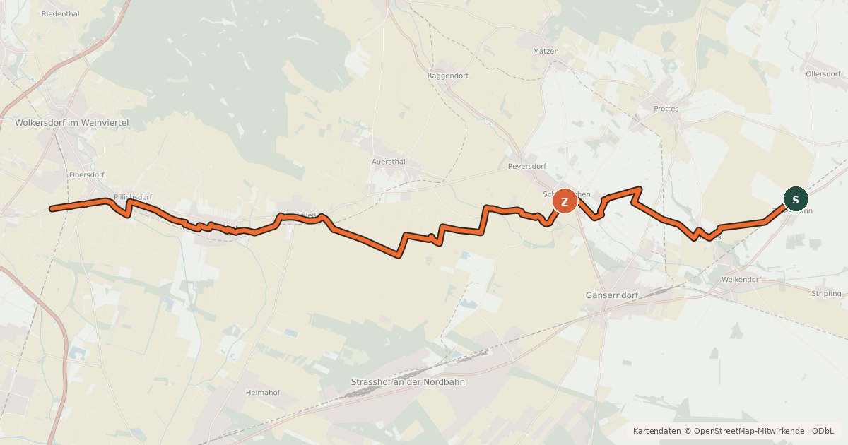 Kartenübersicht der Radroute Radroute 956