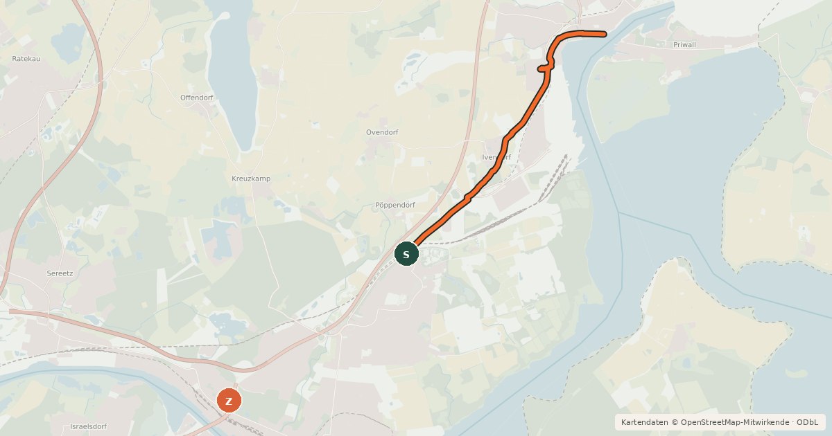 Kartenübersicht der Radroute Radroute (Alltag) HL27 Herrentunnel - Travemünde