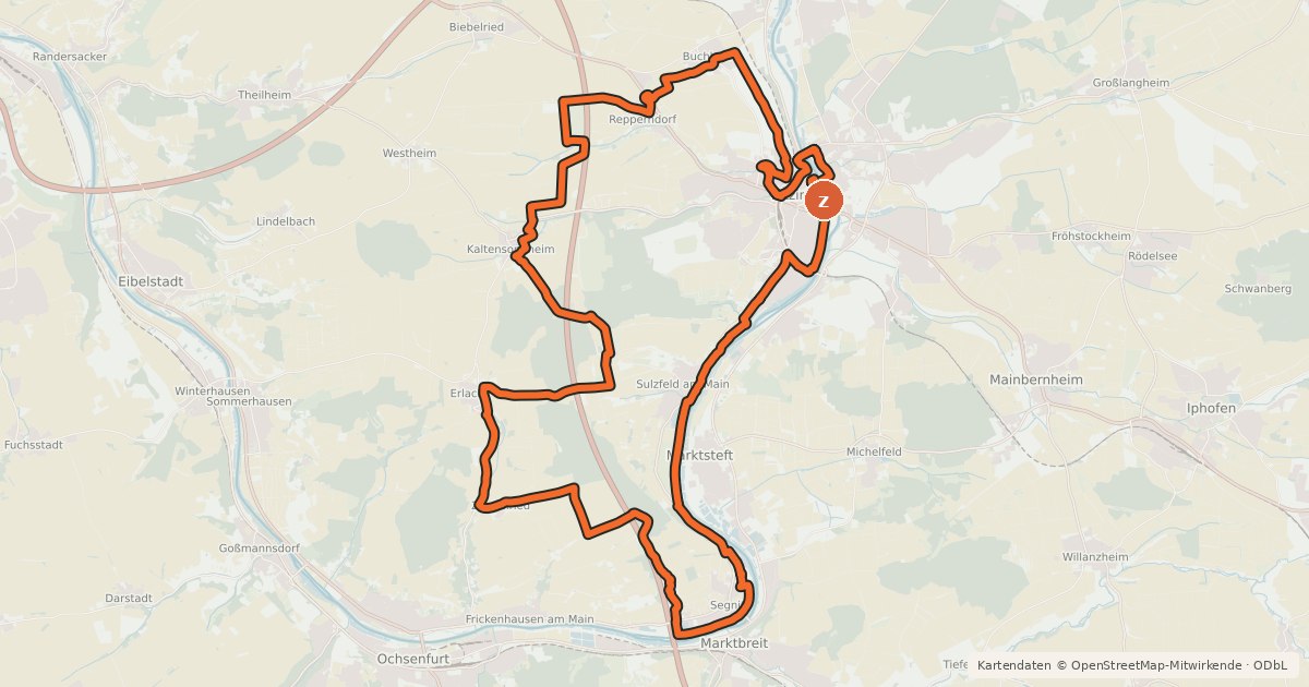 Kartenübersicht der Radroute Radroute Archäologie-Tour