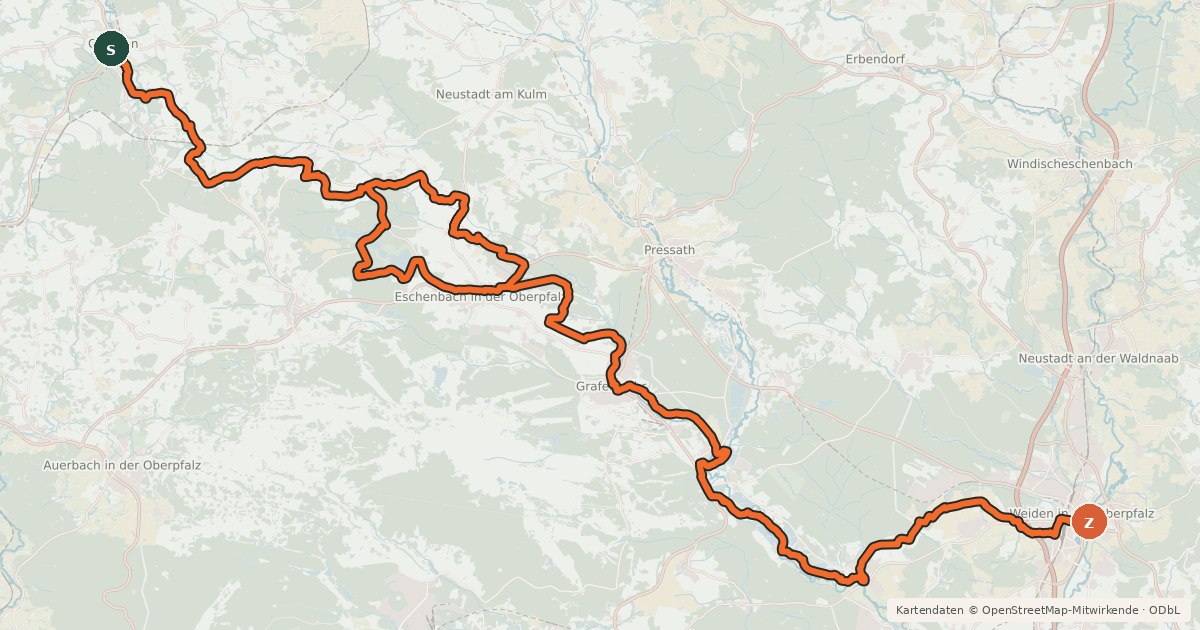 Kartenübersicht der Radroute Radroute "Creußen-Radweg"