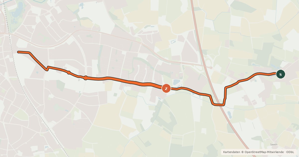 Kartenübersicht der Radroute Radroute Ela43-Elm56