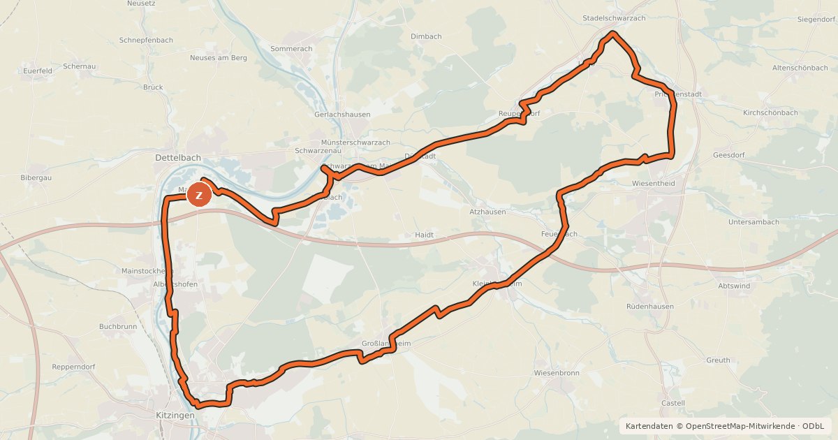 Kartenübersicht der Radroute Radroute Gartenland-Tour