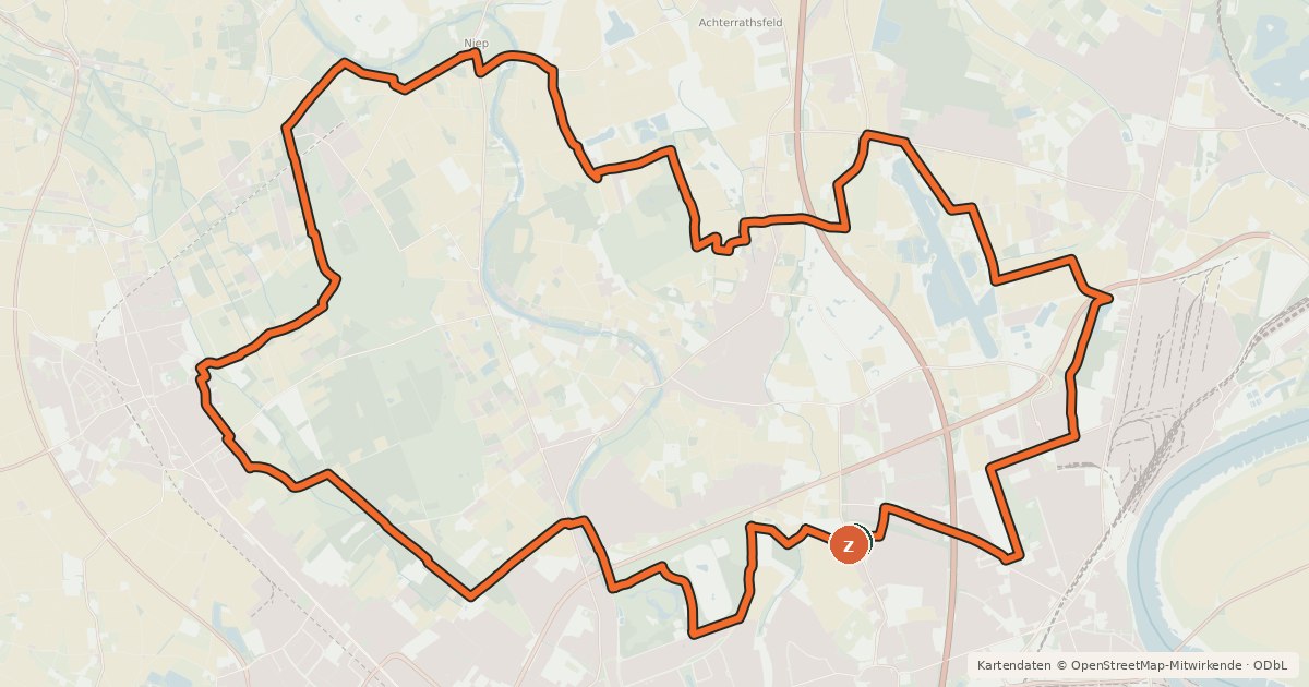 Kartenübersicht der Radroute Radroute Krefeld R3