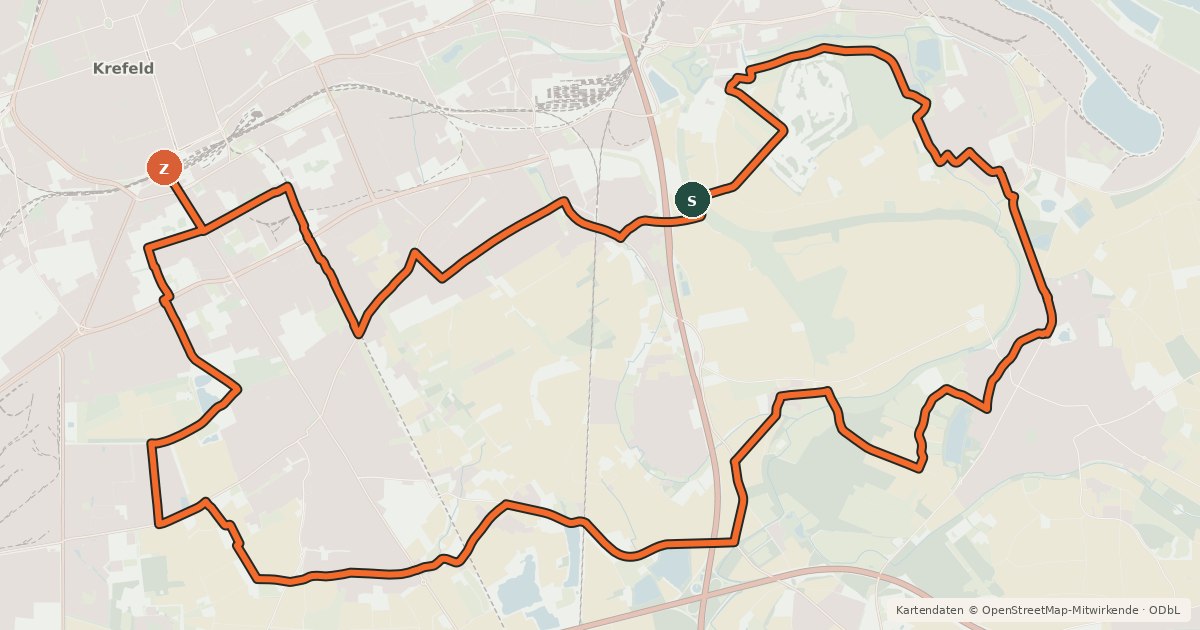 Kartenübersicht der Radroute Radroute Krefeld R5