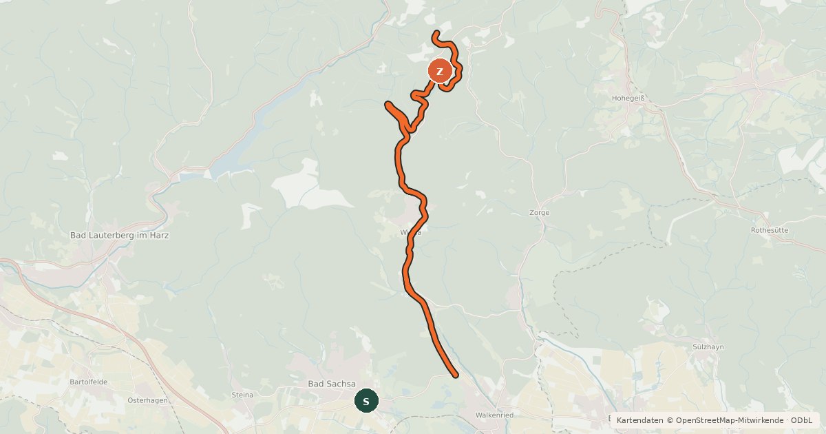 Kartenübersicht der Radroute Radroute Landkreis GÖ E6