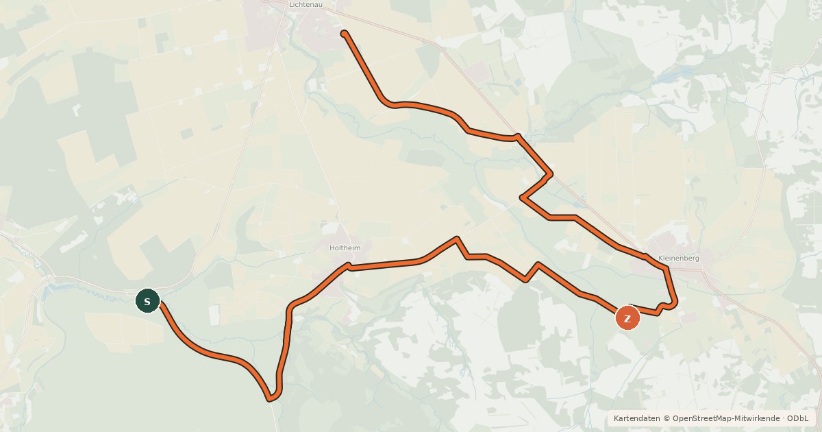 Kartenübersicht der Radroute Radroute Li4