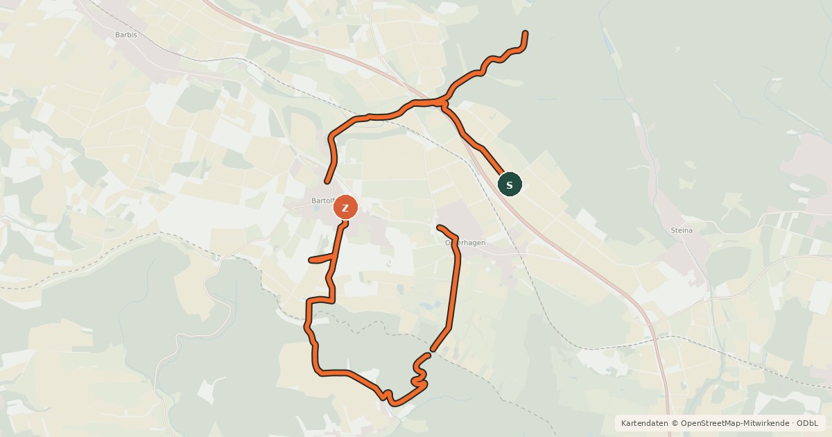 Kartenübersicht der Radroute Radroute LK GÖ V123