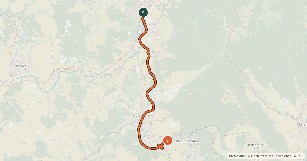 Kartenübersicht der Radroute Radroute R99
