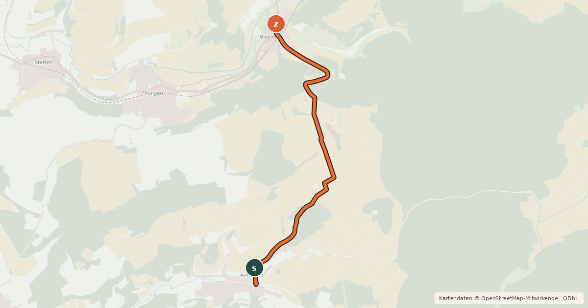 Kartenübersicht der Radroute Radroute Retzstadt-Binsfeld