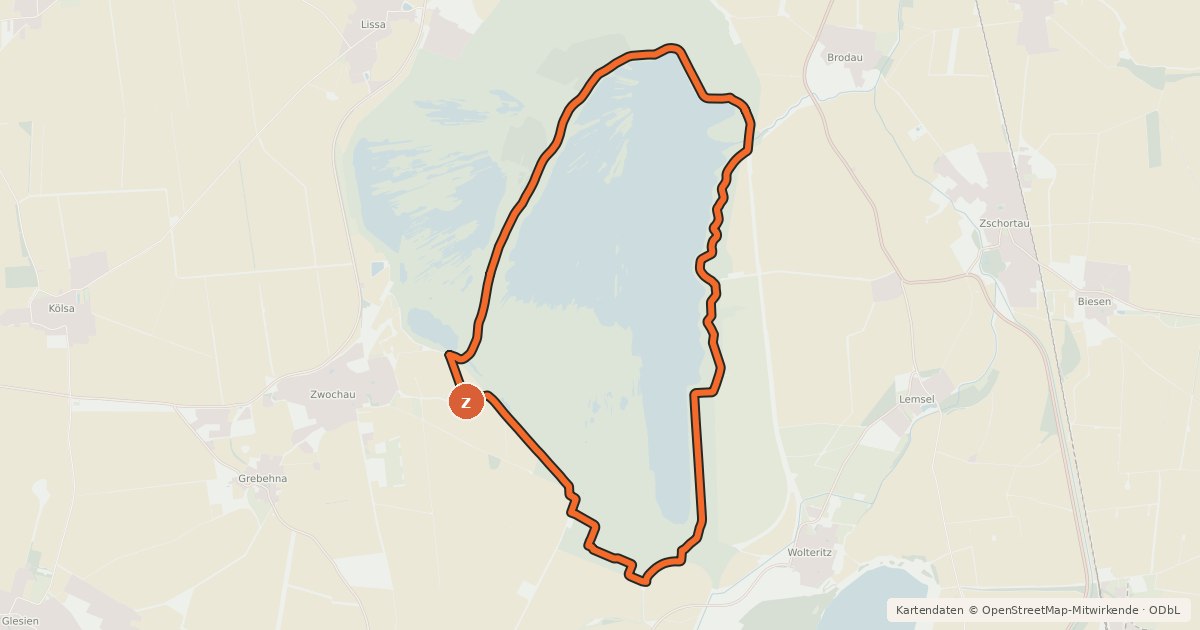 Kartenübersicht der Radroute Radroute Rundweg Werbeliner See