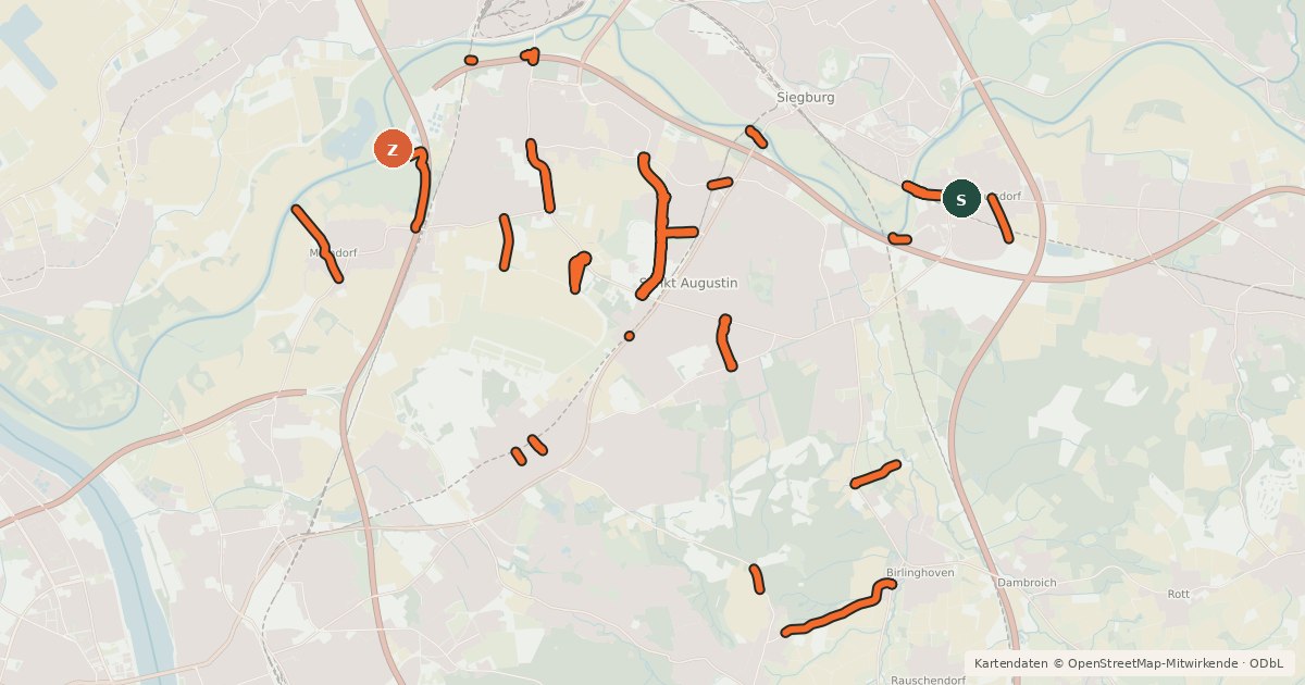 Kartenübersicht der Radroute Radroute SAN