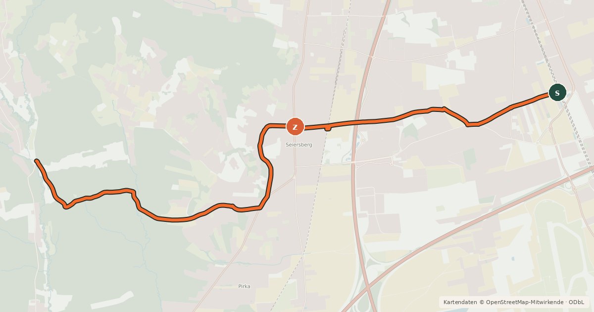 Kartenübersicht der Radroute Radroute SR1