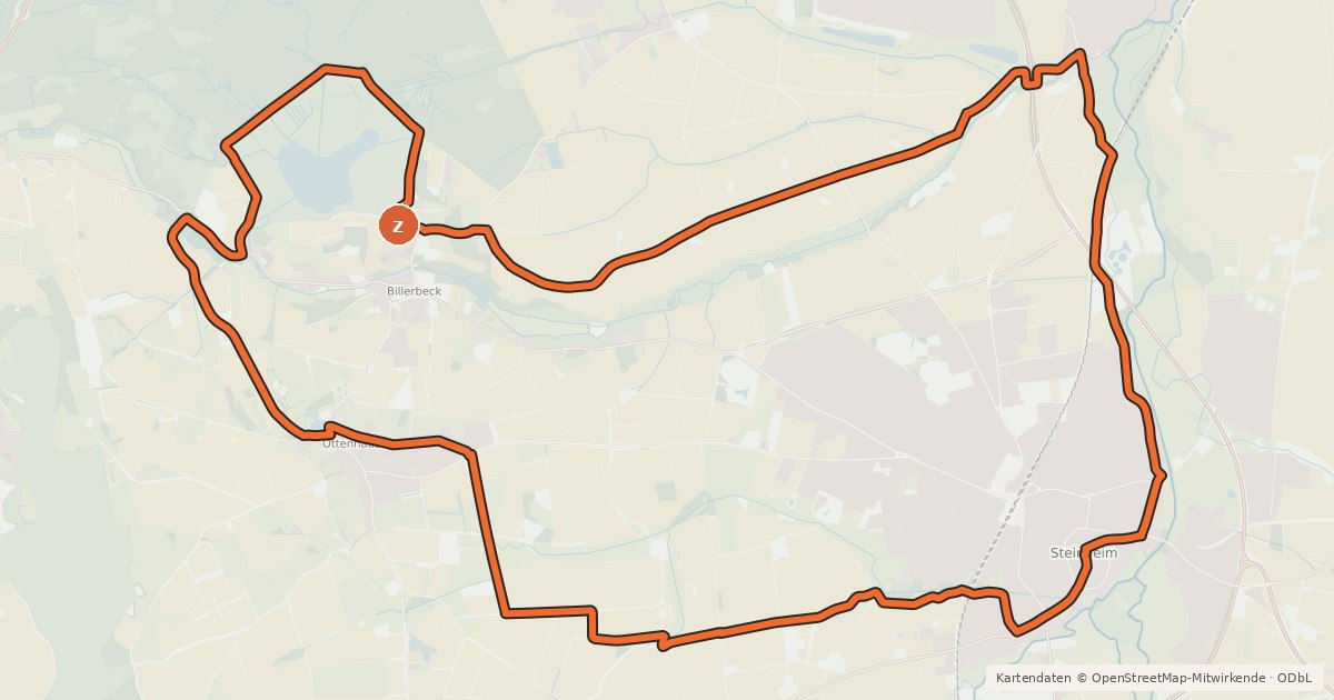 Kartenübersicht der Radroute Radroute Steinheim 1 Norderteich Tour