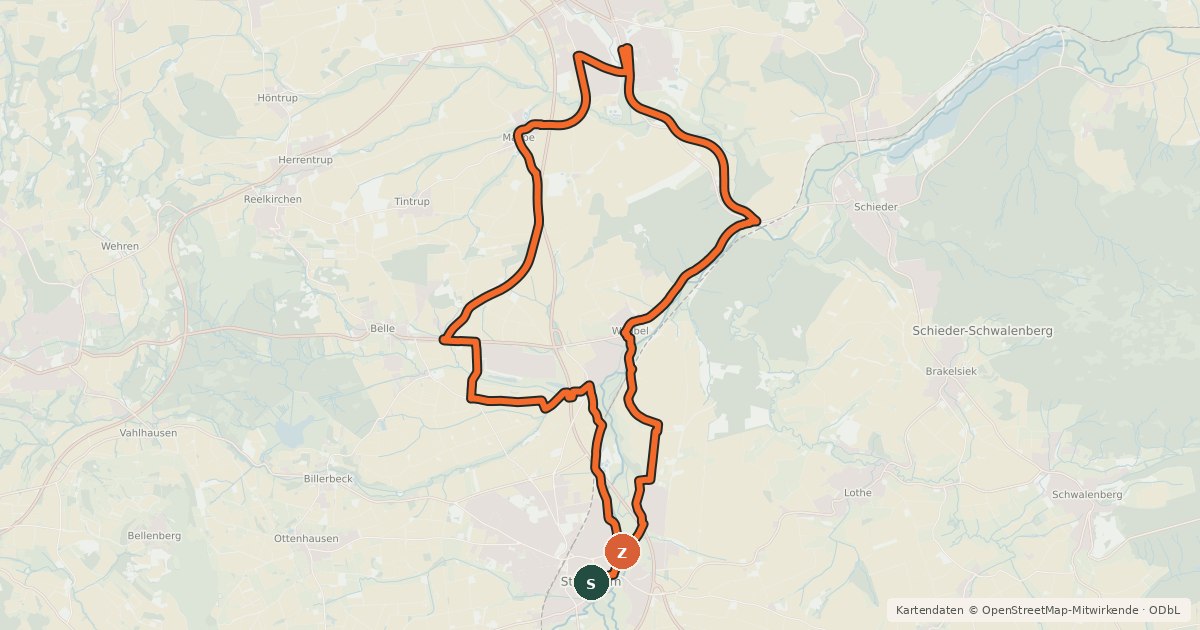 Kartenübersicht der Radroute Radroute Steinheim 10 Alte Bahnlinie Tour