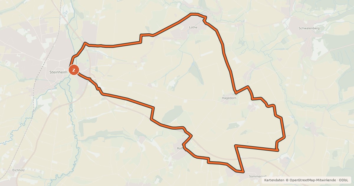 Kartenübersicht der Radroute Radroute Steinheim 2 Grevenburg Tour