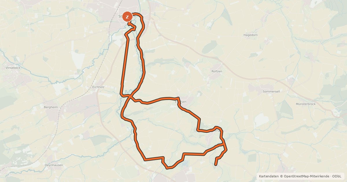 Kartenübersicht der Radroute Radroute Steinheim 4 Externbrock Tour
