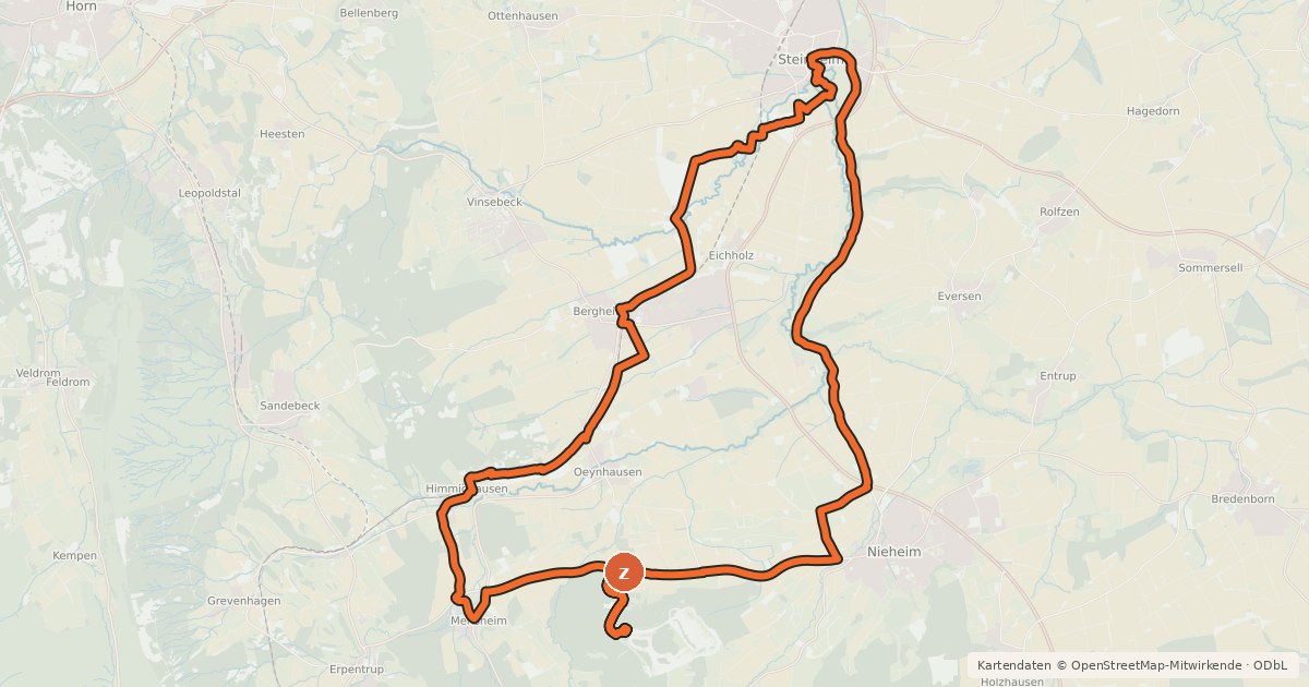 Kartenübersicht der Radroute Radroute Steinheim 7 Telegraphen Tour