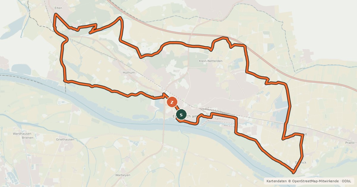 Kartenübersicht der Radroute Radroute Tour 1