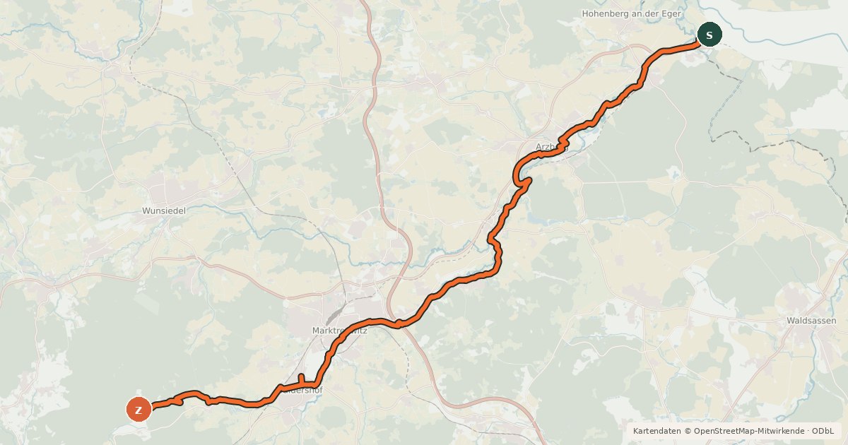 Kartenübersicht der Radroute Radroute Wallenstein Nordroute