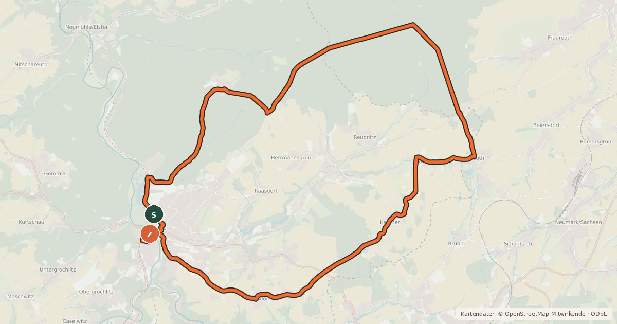 Kartenübersicht der Radroute Radrouten im Landkreis Greiz 6