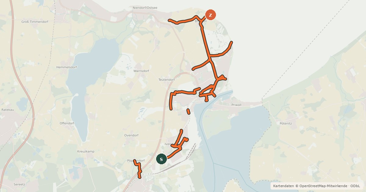 Kartenübersicht der Radroute Radrouten Lübeck-Travemünde - Netzergänzungen
