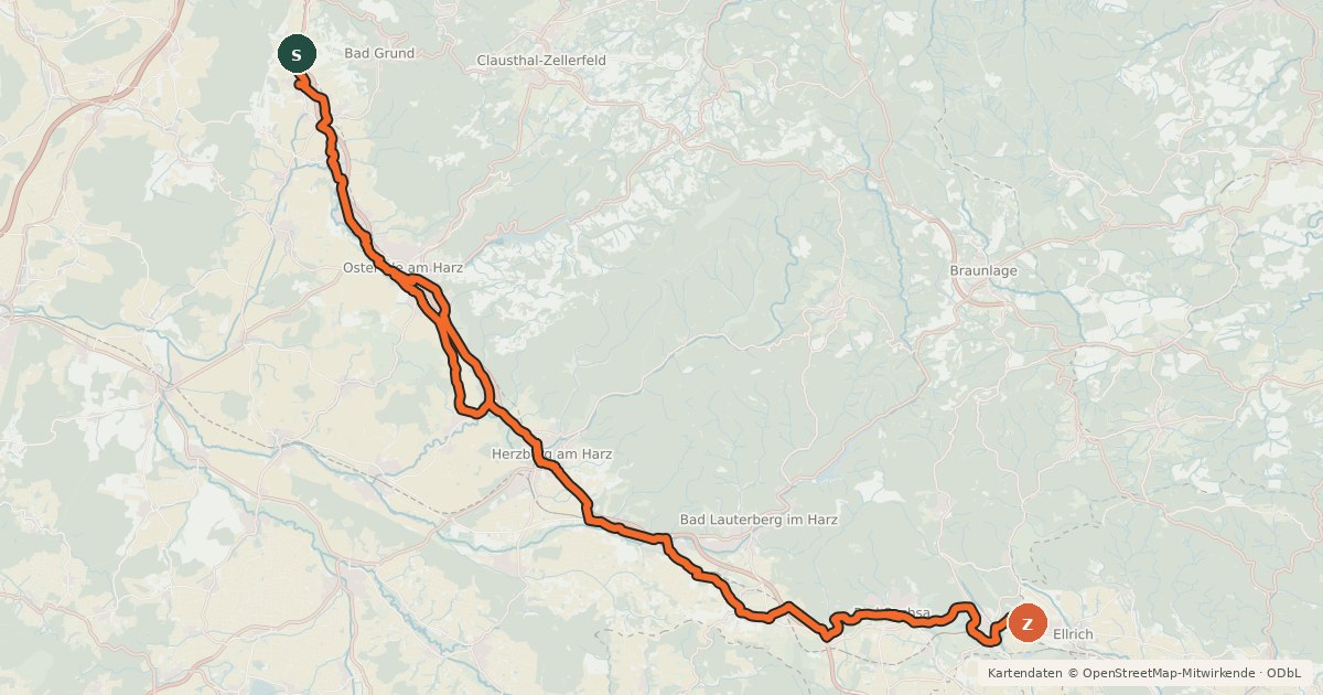 Kartenübersicht der Radroute Radroutennetz Landkreis GÖ R101