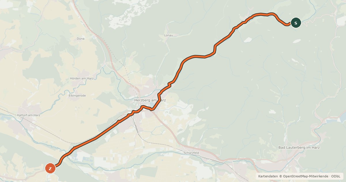 Kartenübersicht der Radroute Radroutennetz Landkreis GÖ R106