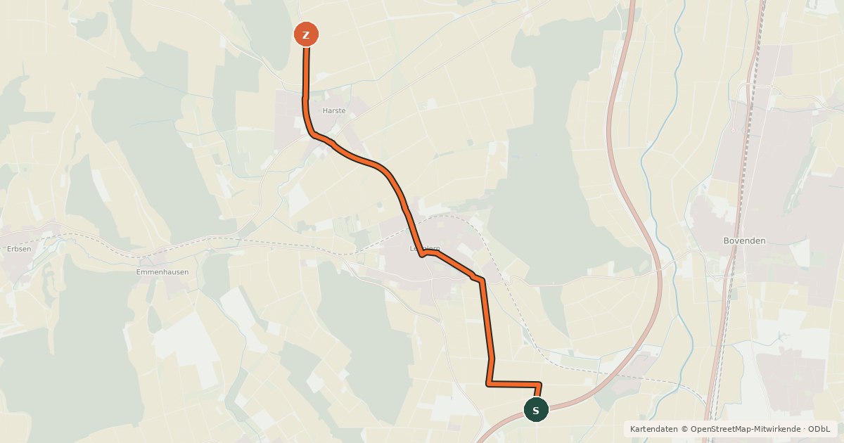 Kartenübersicht der Radroute Radroutennetz Landkreis GÖ R2