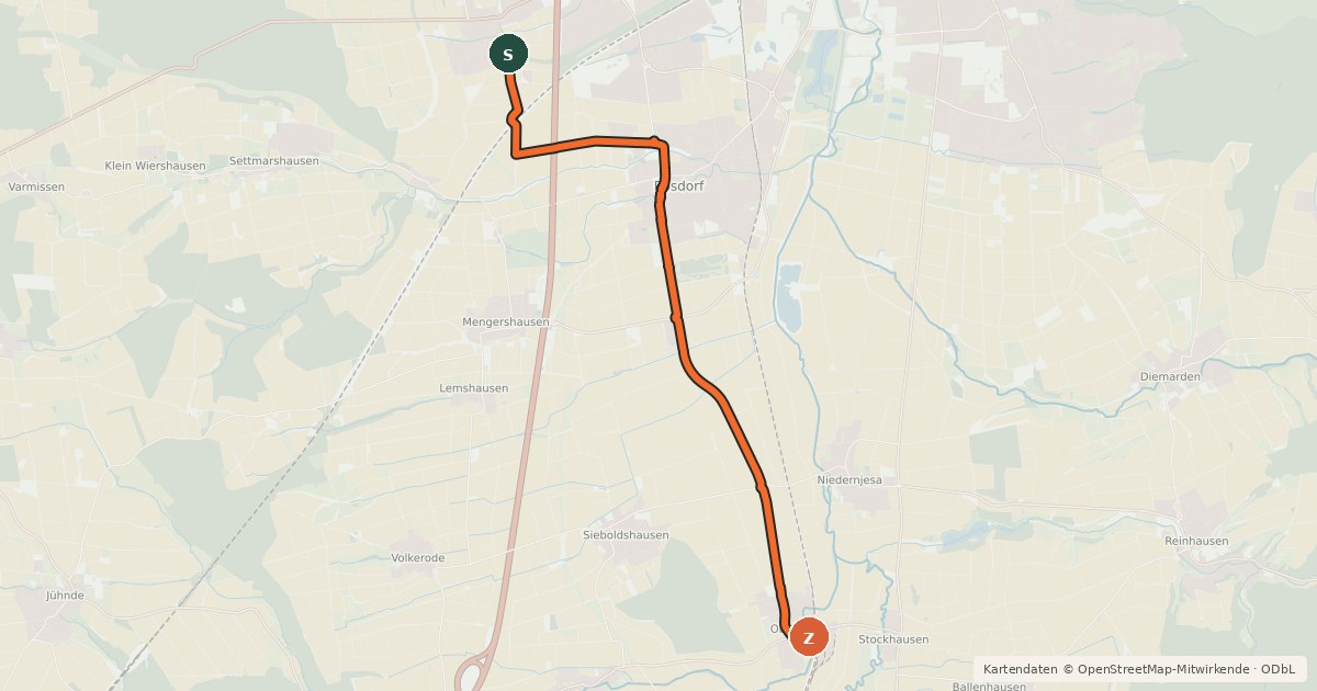 Kartenübersicht der Radroute Radroutennetz Landkreis GÖ V10