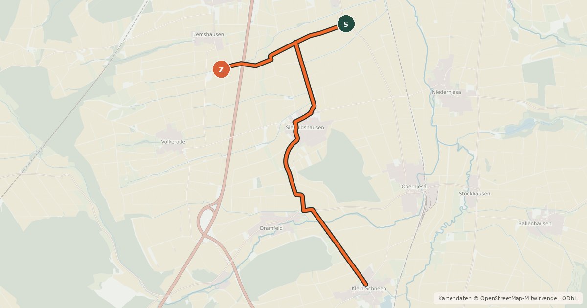 Kartenübersicht der Radroute Radroutennetz Landkreis GÖ V11
